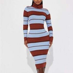 Brown and blue combo dress